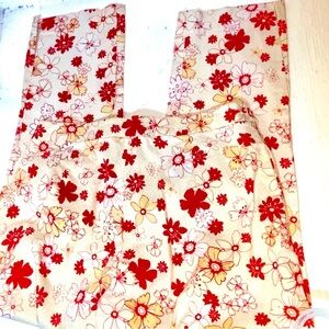 Willi Smith Red and Yellow Floral Pants size 4 cottagcore size 4